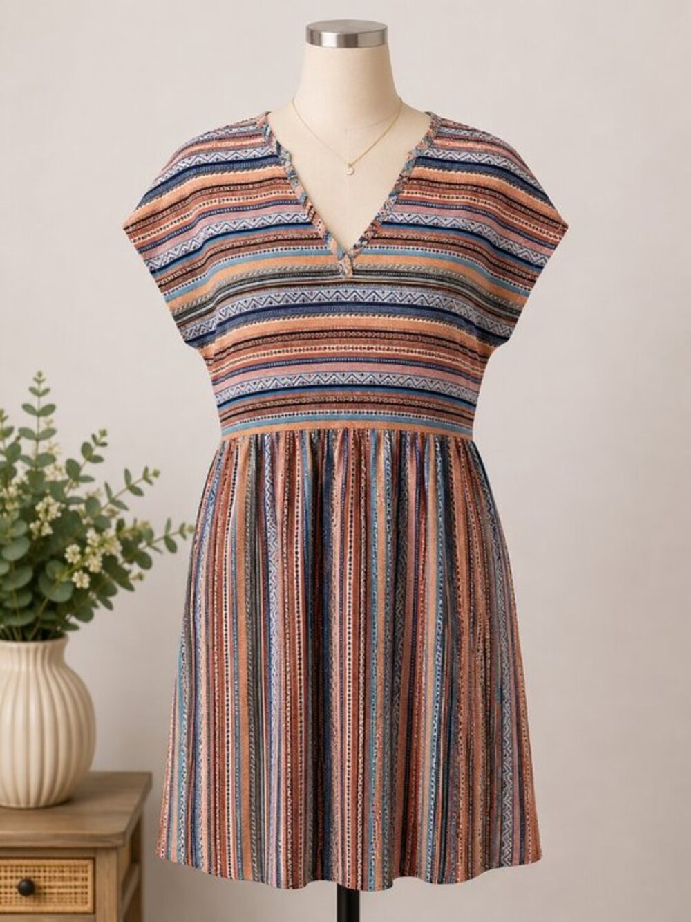🧡 Boho Tribal Print Babydoll Dress | Women's XL 🧡